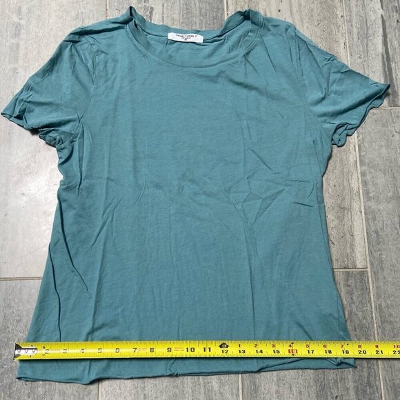 Project Social T Round Neck Relaxed Fit Raw Edges Tee Shirt Green Teal Sz Large - Picture 5 of 7